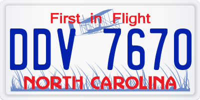 NC license plate DDV7670