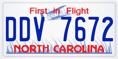 NC license plate DDV7672