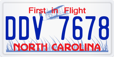 NC license plate DDV7678