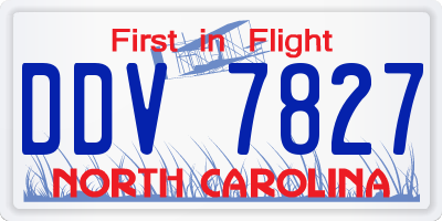 NC license plate DDV7827