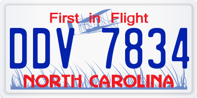 NC license plate DDV7834