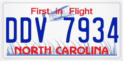 NC license plate DDV7934
