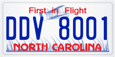 NC license plate DDV8001