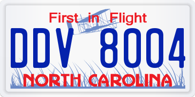 NC license plate DDV8004