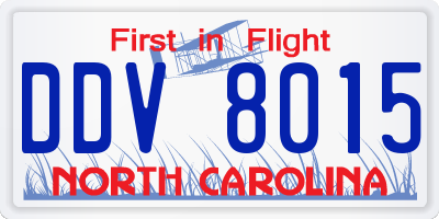 NC license plate DDV8015