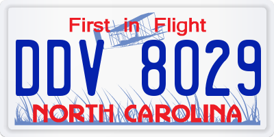 NC license plate DDV8029