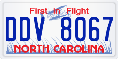 NC license plate DDV8067
