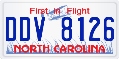NC license plate DDV8126