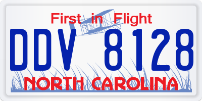 NC license plate DDV8128