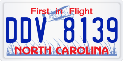 NC license plate DDV8139