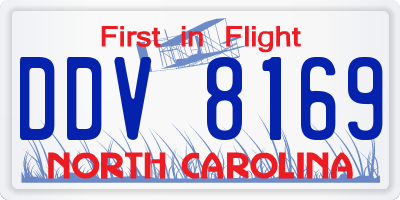 NC license plate DDV8169