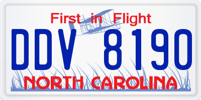 NC license plate DDV8190