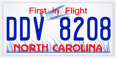 NC license plate DDV8208