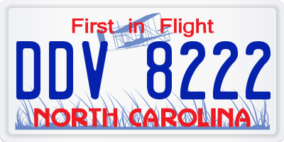 NC license plate DDV8222