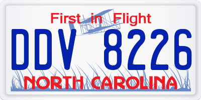 NC license plate DDV8226