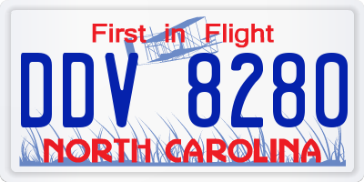 NC license plate DDV8280