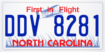 NC license plate DDV8281