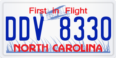 NC license plate DDV8330