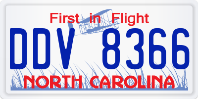 NC license plate DDV8366
