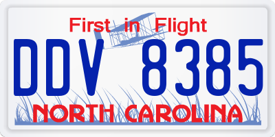 NC license plate DDV8385