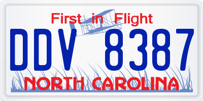 NC license plate DDV8387