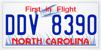 NC license plate DDV8390