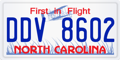 NC license plate DDV8602