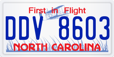 NC license plate DDV8603