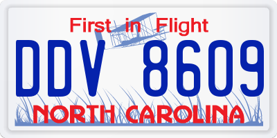 NC license plate DDV8609