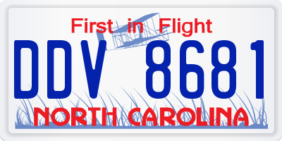 NC license plate DDV8681