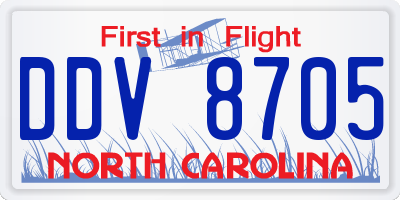 NC license plate DDV8705