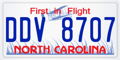 NC license plate DDV8707