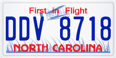 NC license plate DDV8718