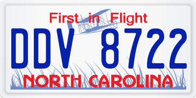 NC license plate DDV8722