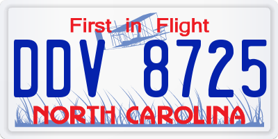 NC license plate DDV8725