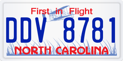 NC license plate DDV8781