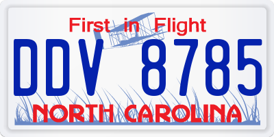 NC license plate DDV8785