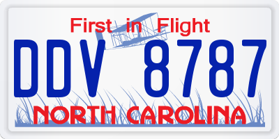 NC license plate DDV8787
