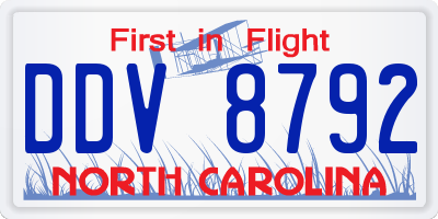 NC license plate DDV8792