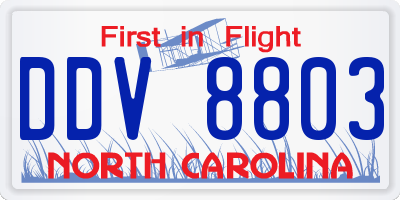 NC license plate DDV8803