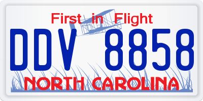 NC license plate DDV8858