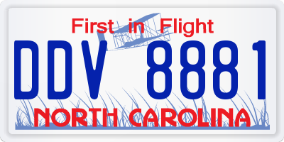 NC license plate DDV8881