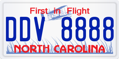 NC license plate DDV8888