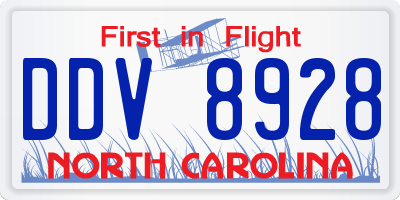 NC license plate DDV8928
