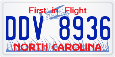 NC license plate DDV8936