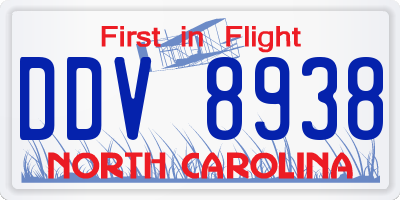 NC license plate DDV8938
