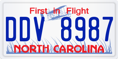 NC license plate DDV8987