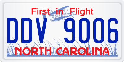 NC license plate DDV9006