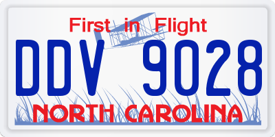 NC license plate DDV9028