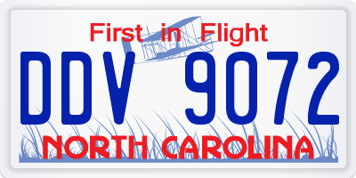NC license plate DDV9072